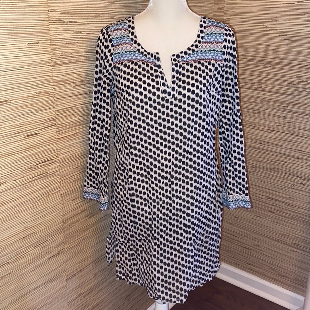 Old Navy medium 100% cotton swim coverup tunic EUC navy white polka dot